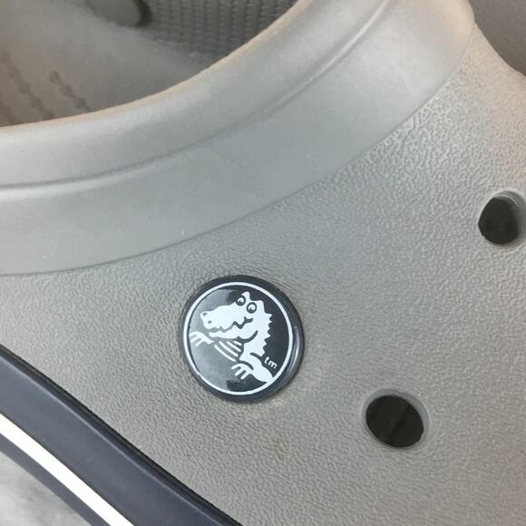 Crocs Gray White Blue Slip-on Sandal Water Shoe Kid's Size J5 - Picture 4 of 9